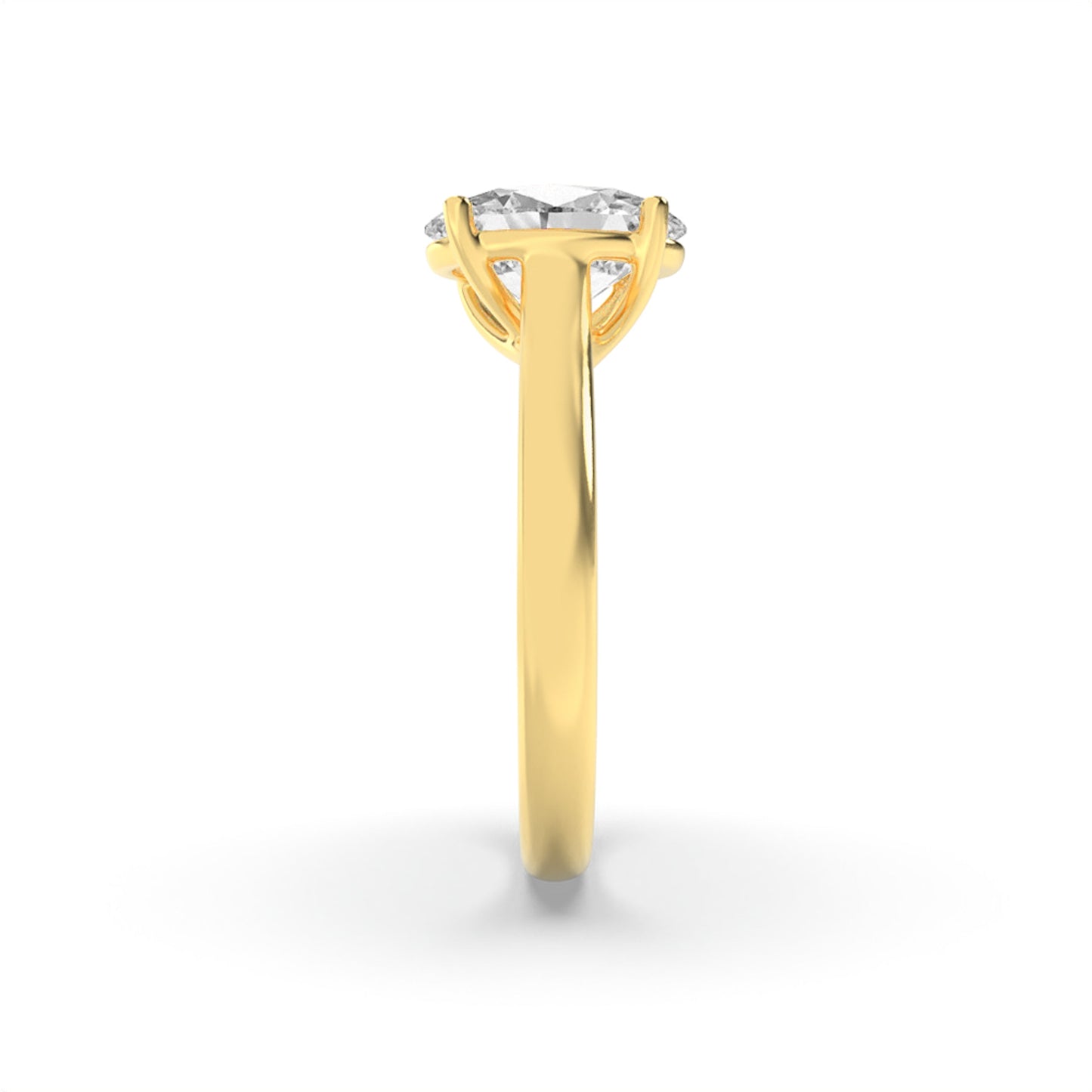 3 Ct Oval (G/VS) Lab Grown Diamond Trellis 14K Yellow Gold Cathedral Solitaire Engagement Ring