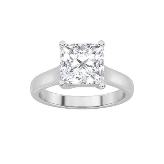 2Cttw Princess Shaped Lab Grown Diamond (F/VS) Plain Cathedral Trellis Shank Solitaire Engagement Ring in 14K Gold