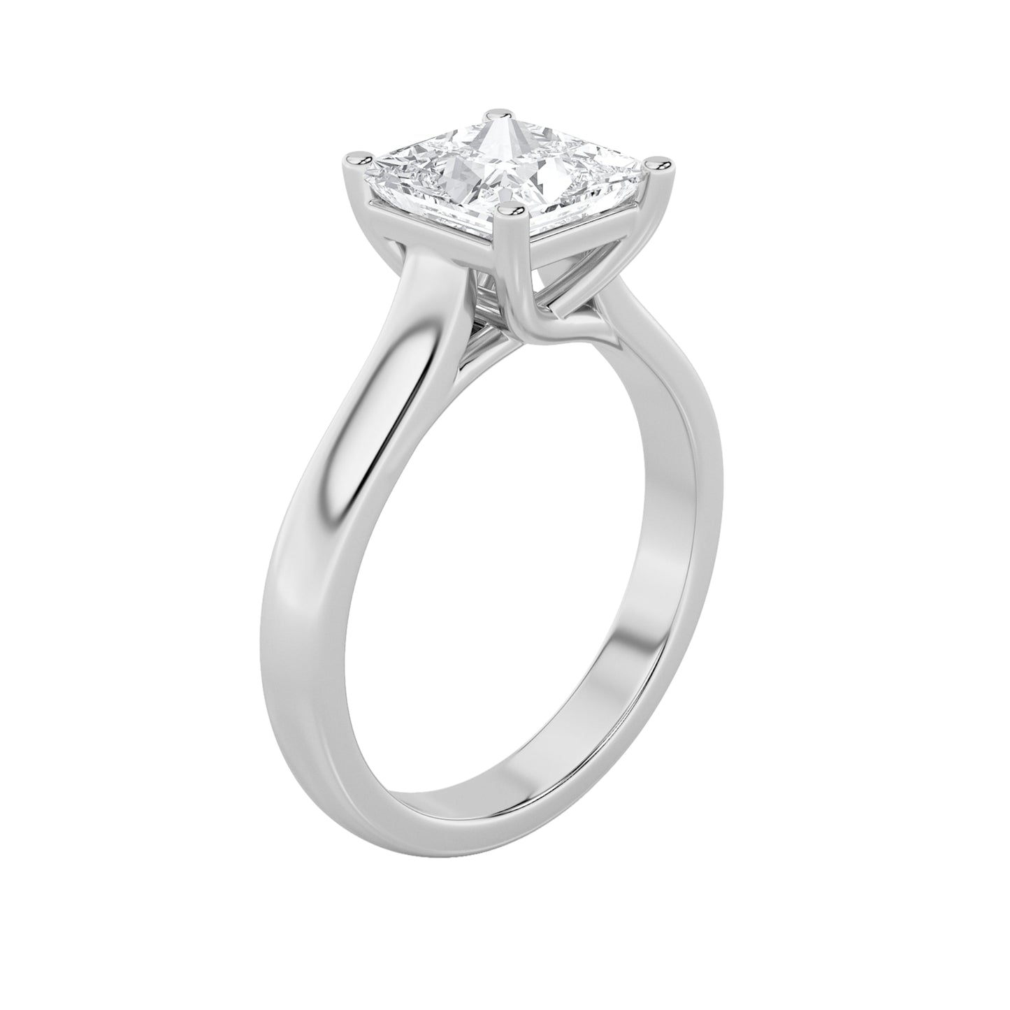 2Cttw Princess Shaped Lab Grown Diamond (F/VS) Plain Cathedral Trellis Shank Solitaire Engagement Ring in 14K Gold