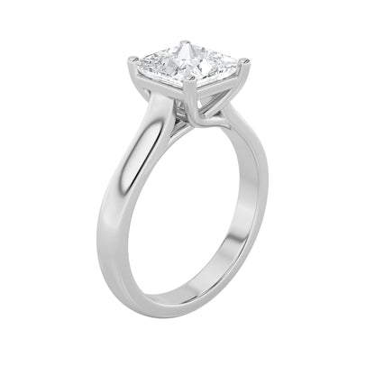 2Cttw Princess Shaped Lab Grown Diamond (F/VS) Plain Cathedral Trellis Shank Solitaire Engagement Ring in 14K Gold