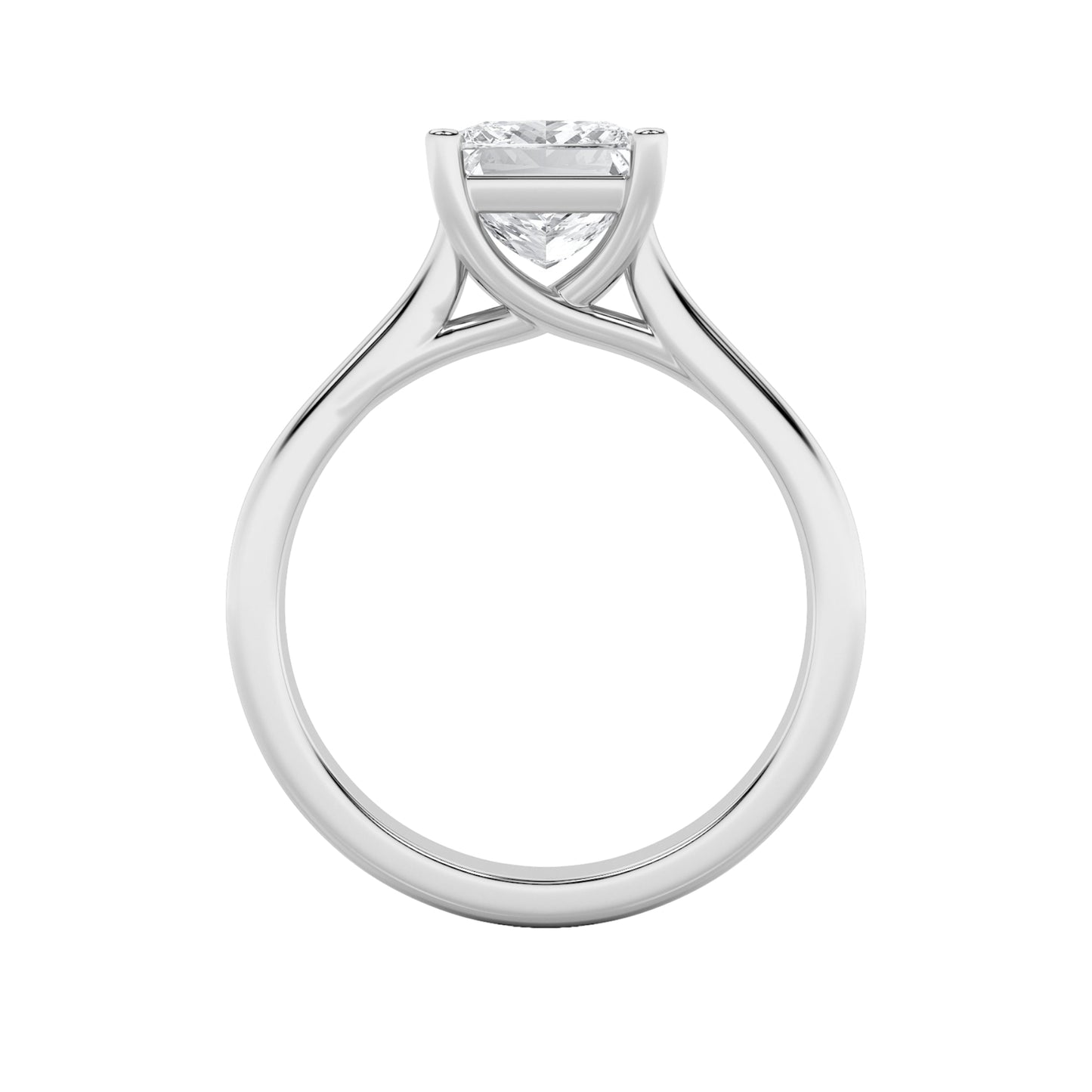 2Cttw Princess Shaped Lab Grown Diamond (F/VS) Plain Cathedral Trellis Shank Solitaire Engagement Ring in 14K Gold