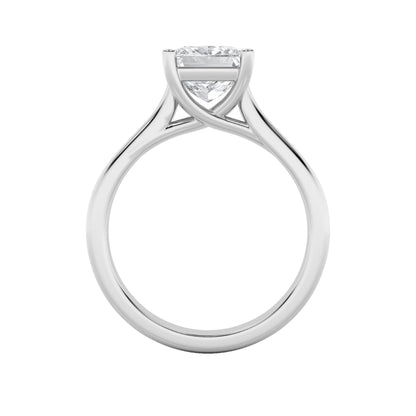 2Cttw Princess Shaped Lab Grown Diamond (F/VS) Plain Cathedral Trellis Shank Solitaire Engagement Ring in 14K Gold