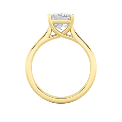 3 Ct Princess (F/VS) Lab Grown Diamond Trellis 14K Yellow Gold Cathedral Solitaire Engagement Ring