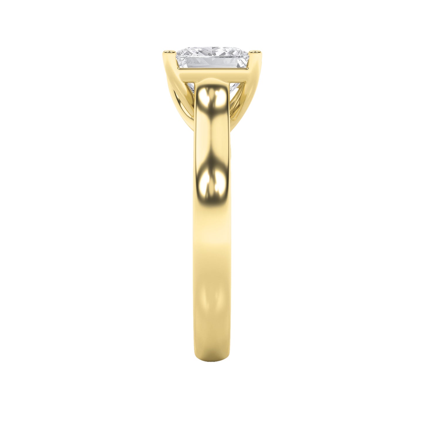 3 Ct Princess (F/VS) Lab Grown Diamond Trellis 14K Yellow Gold Cathedral Solitaire Engagement Ring