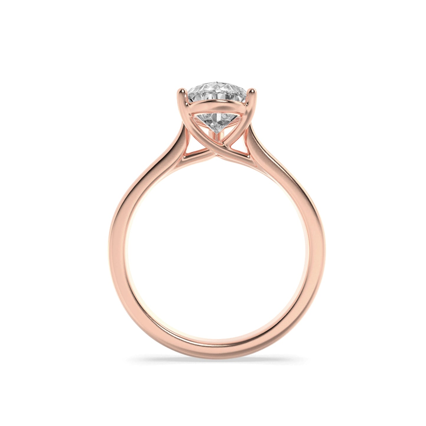 1 Ct Pear (G/VS) Lab Grown Diamond Trellis V-Prong 14K Rose Gold Cathedral Solitaire Engagement Ring
