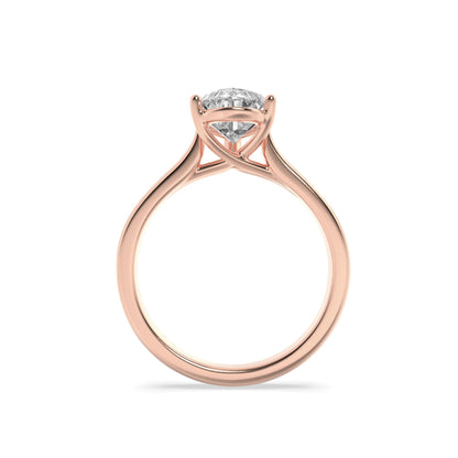 1 Ct Pear (G/VS) Lab Grown Diamond Trellis V-Prong 14K Rose Gold Cathedral Solitaire Engagement Ring