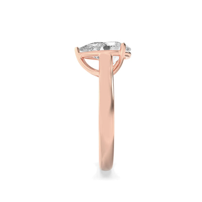 1 Ct Pear (G/VS) Lab Grown Diamond Trellis V-Prong 14K Rose Gold Cathedral Solitaire Engagement Ring