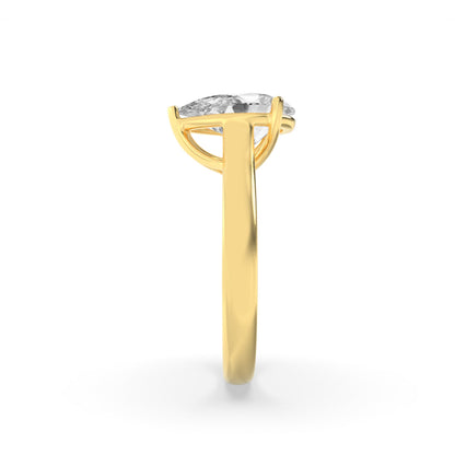 2 Ct Pear (F/VS) Lab Grown Diamond Trellis 14K Yellow Gold Plain Cathedral Solitaire Engagement Ring