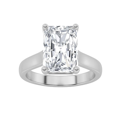 1Cttw Radiant Shaped Lab Grown Diamond (F/VS) Plain Cathedral Trellis Shank Solitaire Engagement Ring in 14K Gold