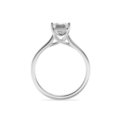 1Cttw Radiant Shaped Lab Grown Diamond (F/VS) Plain Cathedral Trellis Shank Solitaire Engagement Ring in 14K Gold