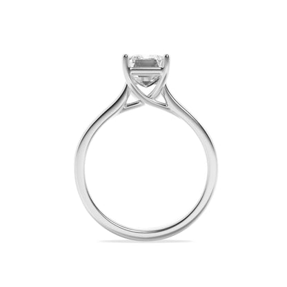 1Cttw Radiant Shaped Lab Grown Diamond (F/VS) Plain Cathedral Trellis Shank Solitaire Engagement Ring in 14K Gold