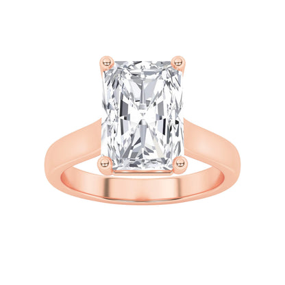 1 Ct Radiant (F/VS) Lab Grown Diamond Trellis 14K Rose Gold Plain Cathedral Solitaire Engagement Ring