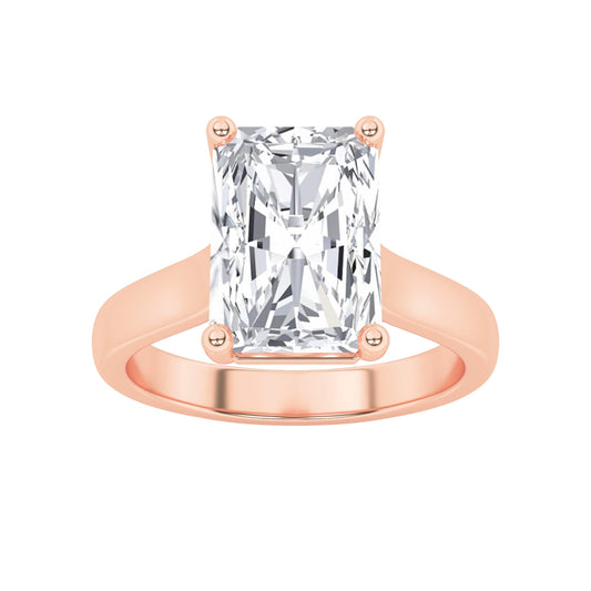 1 Ct Radiant (F/VS) Lab Grown Diamond Trellis 14K Rose Gold Plain Cathedral Solitaire Engagement Ring