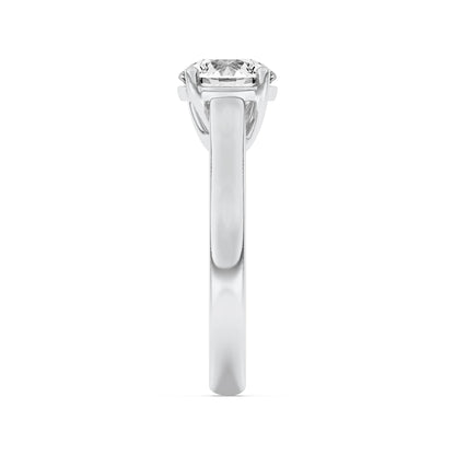 1Cttw Round Shaped Lab Grown Diamond (F/VVS) Plain Cathedral Trellis Shank Solitaire Engagement Ringin 14K Gold