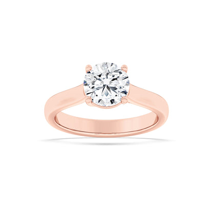 1 Ct Round (F/VS) Lab Grown Diamond Trellis 14K Rose Gold Cathedral Solitaire Engagement Ring