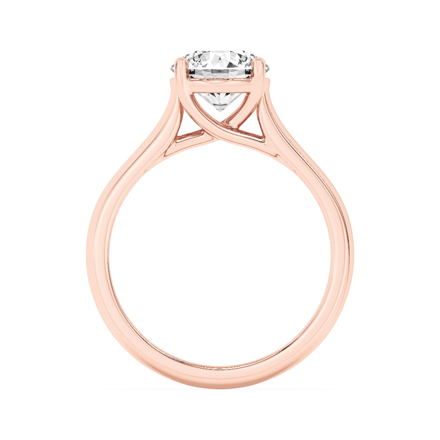 1 Ct Round (F/VS) Lab Grown Diamond Trellis 14K Rose Gold Cathedral Solitaire Engagement Ring
