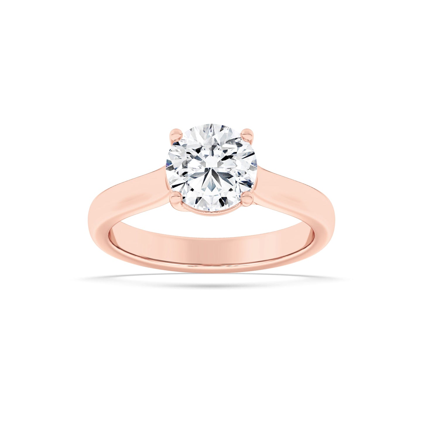 2 Ct Round (F/VS) Lab Grown Diamond Trellis 14K Rose Gold Cathedral Solitaire Engagement Ring
