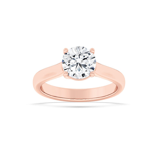 2 Ct Round (F/VS) Lab Grown Diamond Trellis 14K Rose Gold Cathedral Solitaire Engagement Ring