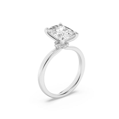 2 Ct Elongated Cushion (F/VS) Lab Grown Diamond 14K White Gold Solitaire Engagement Ring