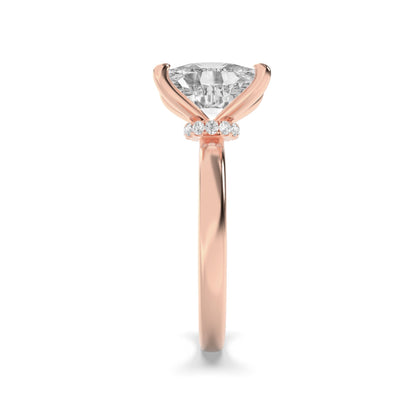 2Cttw Elongated Cushion Shaped Lab Grown Diamond (F/VS) Hidden Halo Plain Shank Engagement Ring in 14K Gold
