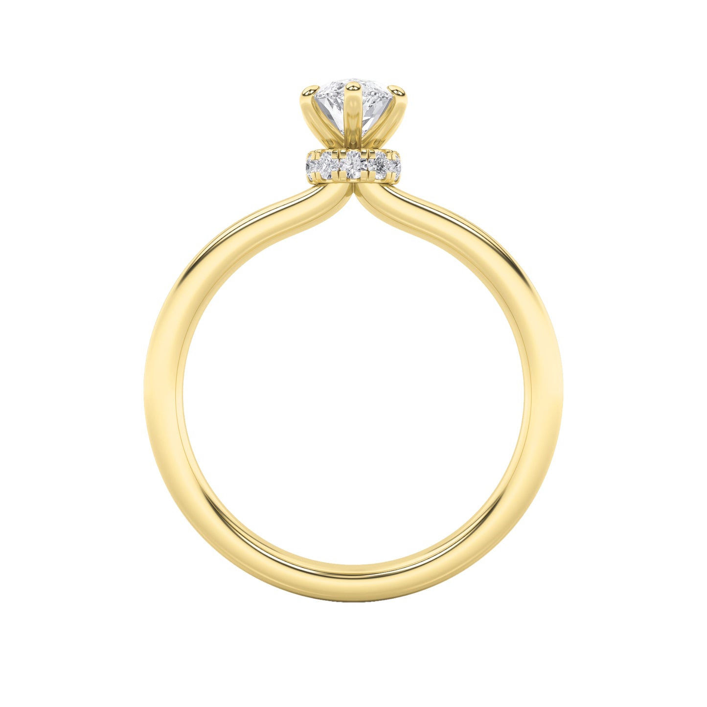 3Cttw Marquise Shaped Lab Grown Diamond (F/VS) Hidden Halo Plain Shank Engagement Ring in 14K Gold