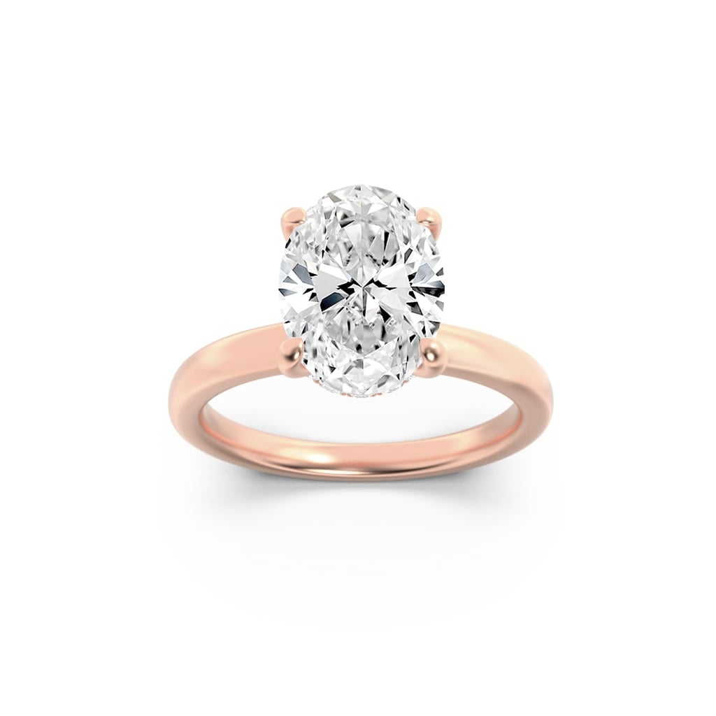 1 Ct Oval (F/VS) Lab Grown Diamond Prong 14K Rose Gold Solitaire Engagement Ring