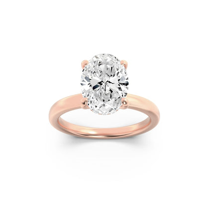 1 Ct Oval (F/VS) Lab Grown Diamond Prong 14K Rose Gold Solitaire Engagement Ring