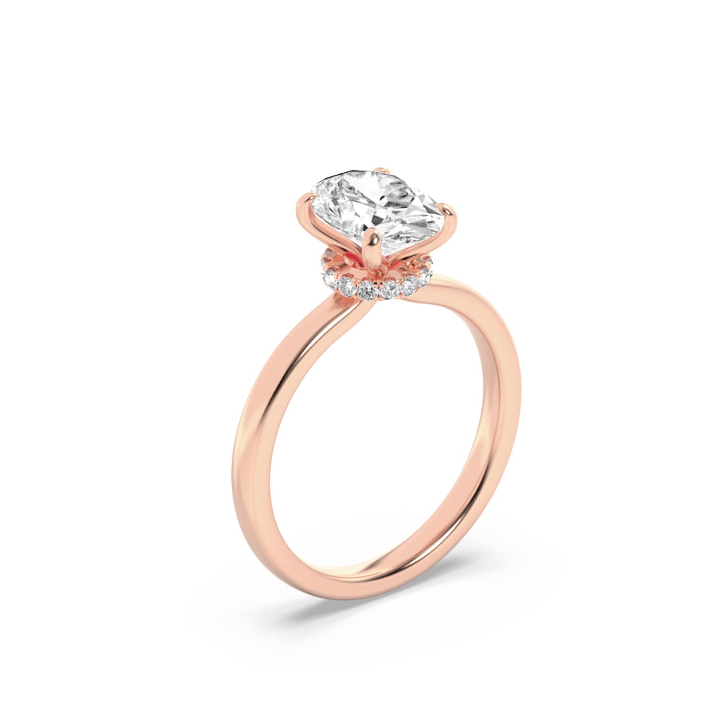 1 Ct Oval (F/VS) Lab Grown Diamond Prong 14K Rose Gold Solitaire Engagement Ring