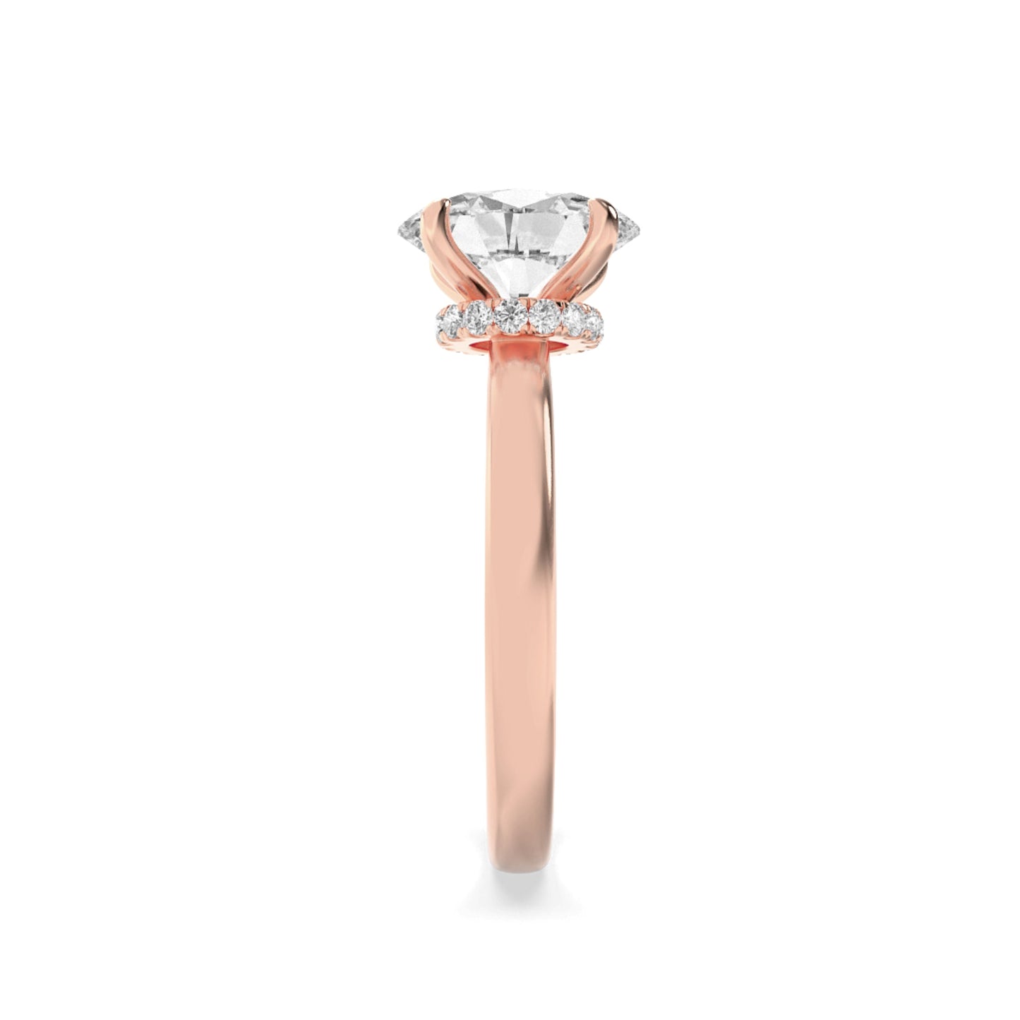 1 Ct Oval (F/VS) Lab Grown Diamond Prong 14K Rose Gold Solitaire Engagement Ring