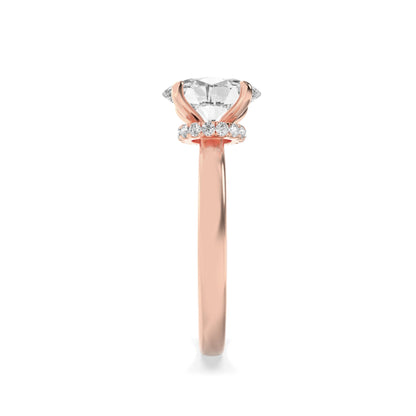 1 Ct Oval (F/VS) Lab Grown Diamond Prong 14K Rose Gold Solitaire Engagement Ring