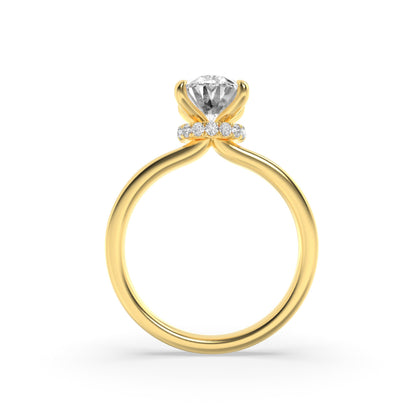 2Cttw Oval Shaped Lab Grown Diamond (F/VS) Hidden Halo Plain Shank Engagement Ring in 14K Gold
