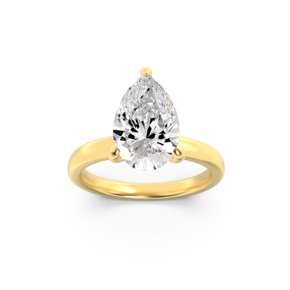 2Cttw Pear Shaped Lab Grown Diamond (F/VS) HiddenHalo Plain Shank Engagement Ring in 14K Gold