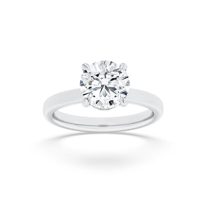2Cttw Round Shaped Lab Grown Diamond HiddenHalo Plain Shank Engagement Ring in 14K Gold