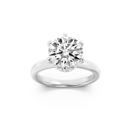 2Cttw Round Shaped Lab Grown Diamond (F/VS) Hidden Halo Plain Shank Engagement Ring in 14K Gold