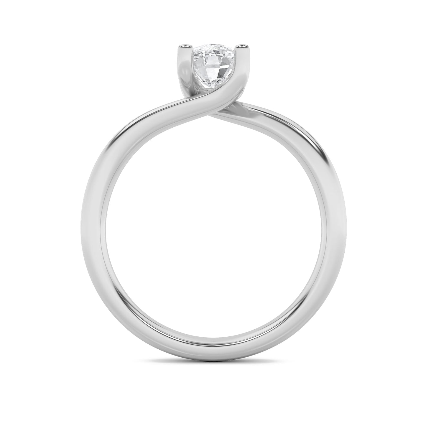 1Cttw Elongated Cushion Shaped Lab Grown Diamond (F/VS) Bypass Shank Engagement Ring in 14K Gold