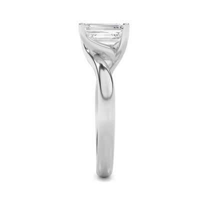 1Cttw Emerald Shaped Lab Grown Diamond (F/VS) Bypass Shank Engagement Ring in 14K Gold