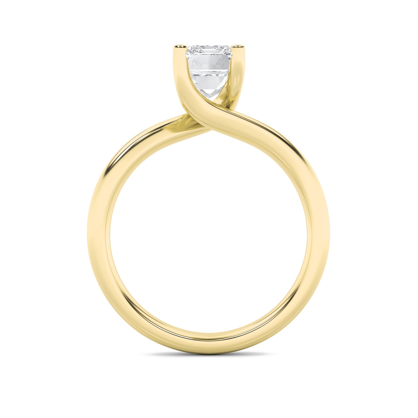 3Cttw Emerald Shaped Lab Grown Diamond (F/VS) Bypass Shank Engagement Ring in 14K Gold
