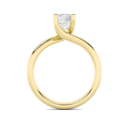 3Cttw Emerald Shaped Lab Grown Diamond (F/VS) Bypass Shank Engagement Ring in 14K Gold
