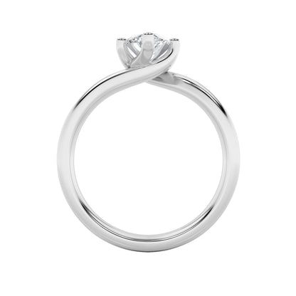 1Cttw Marquise Shaped Lab Grown Diamond (F/VS) Bypass Shank Engagement Ring in 14K Gold