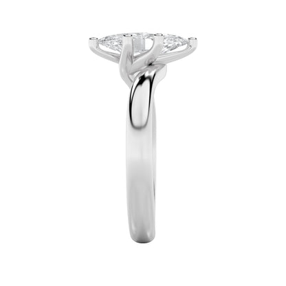 1Cttw Marquise Shaped Lab Grown Diamond (F/VS) Bypass Shank Engagement Ring in 14K Gold