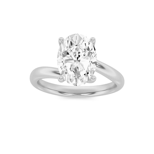 1Cttw Oval Shaped Lab Grown Diamond (F/VS) Bypass Shank Engagement Ring in 14K Gold