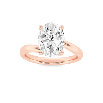 2Cttw Oval Shaped Lab Grown Diamond (F/VS) BypassShank Engagement Ring in 14K Gold