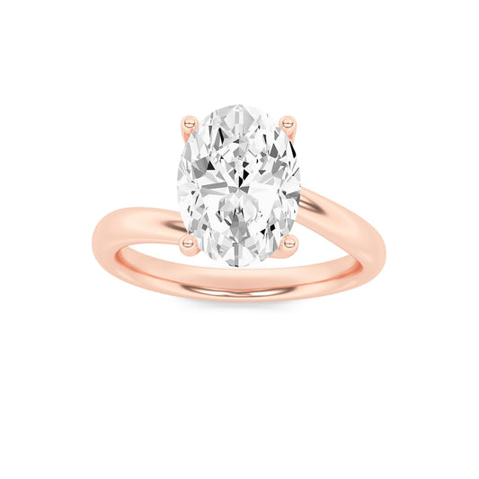 2Cttw Oval Shaped Lab Grown Diamond (F/VS) BypassShank Engagement Ring in 14K Gold
