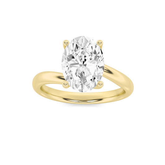 3Cttw Oval Shaped Lab Grown Diamond (F/VS) BypassShank Engagement Ring in 14K Gold