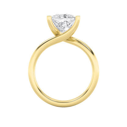 2Cttw Princess Shaped Lab Grown Diamond (F/VS) Bypass Shank Engagement Ring in 14K Gold