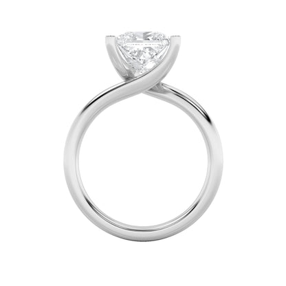3Cttw Princess Shaped Lab Grown Diamond (F/VS) Bypass Shank Engagement Ring in 14K Gold