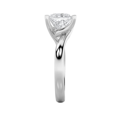 3Cttw Princess Shaped Lab Grown Diamond (F/VS) Bypass Shank Engagement Ring in 14K Gold