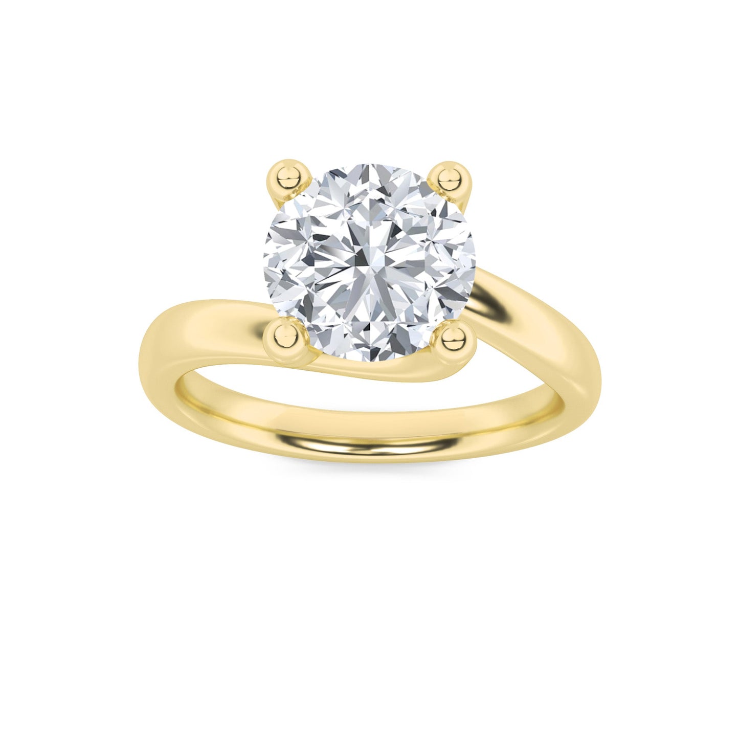 1Cttw Round Shaped Lab Grown Diamond (G/VS) BypassShank Engagement Ring in 14K Gold