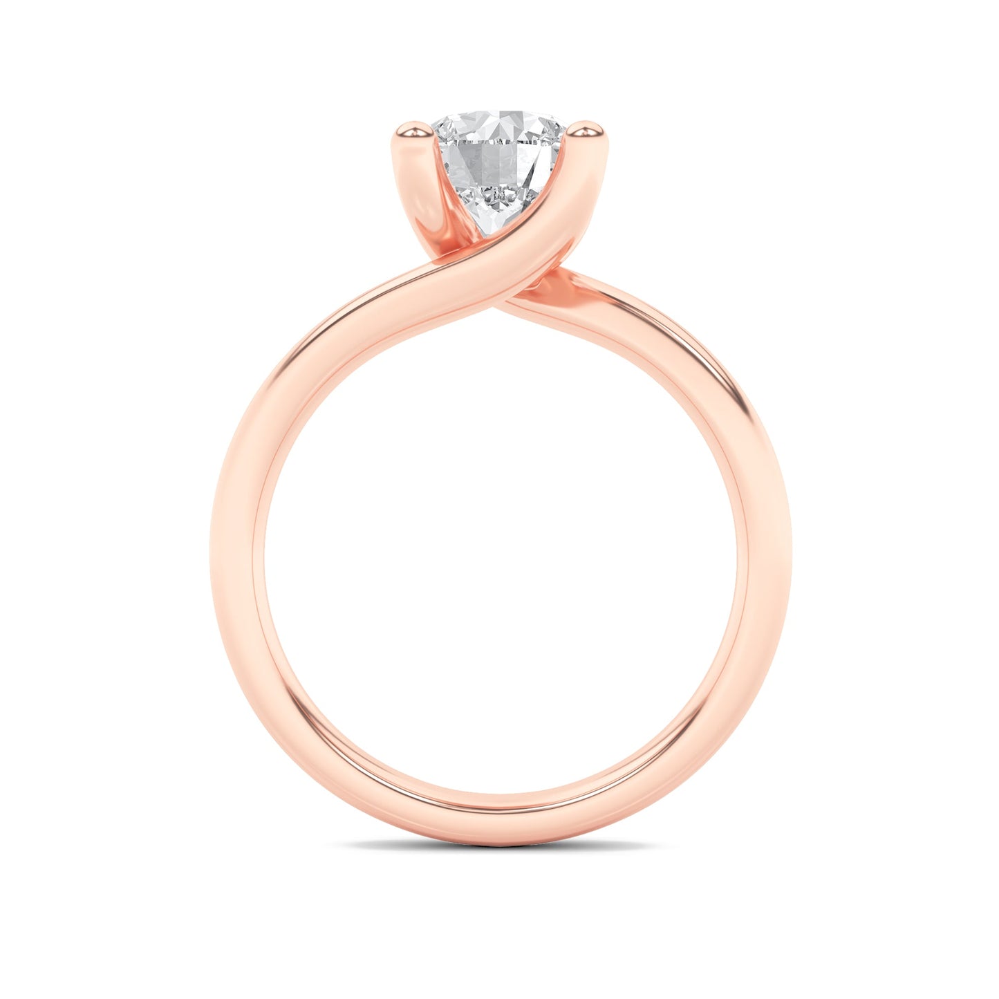 2Cttw Round Shaped Lab Grown Diamond (F/VS) BypassShank Engagement Ring in 14K Gold