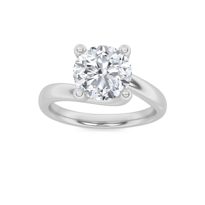 3Cttw Round Shaped Lab Grown Diamond (F/VS) BypassShank Engagement Ring in 14K Gold